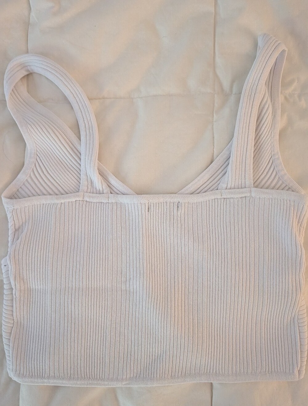 Dynamite Off White Ribbed Wrap Crop Top - Women Size Small - Picture 7 of 11